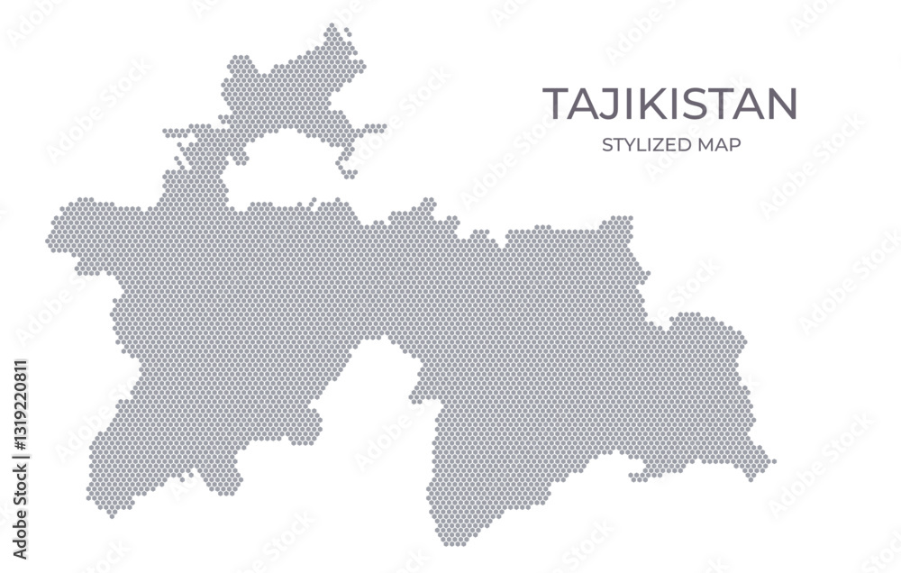Fototapeta premium Stylized map of the Tajikistan made from hexagons