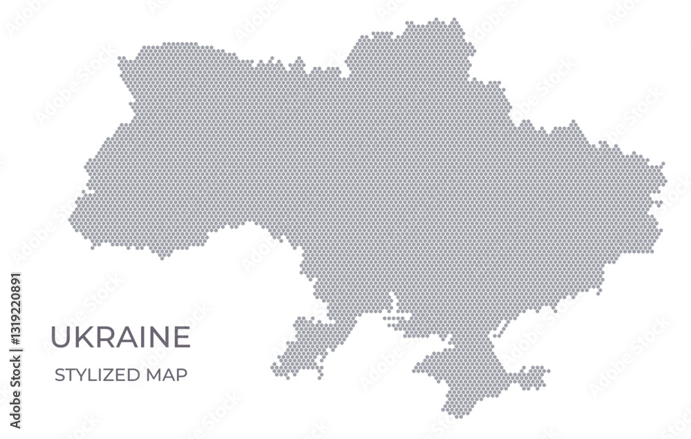 Stylized map of the Ukraine made from hexagons Stylized map of the Ukraine made from hexagons