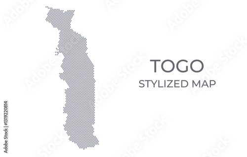 Stylized map of the Togo made from hexagons