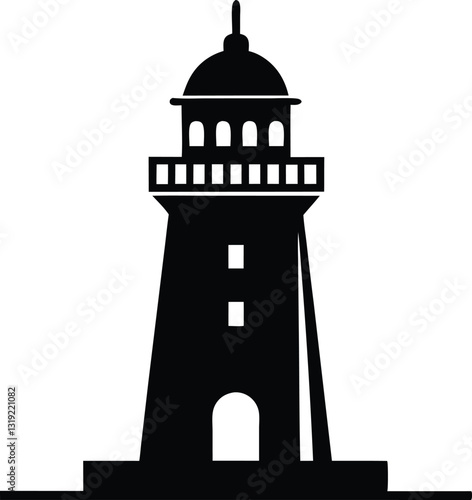 lighthouse tower silhouette, lighthouse tower icon vector design