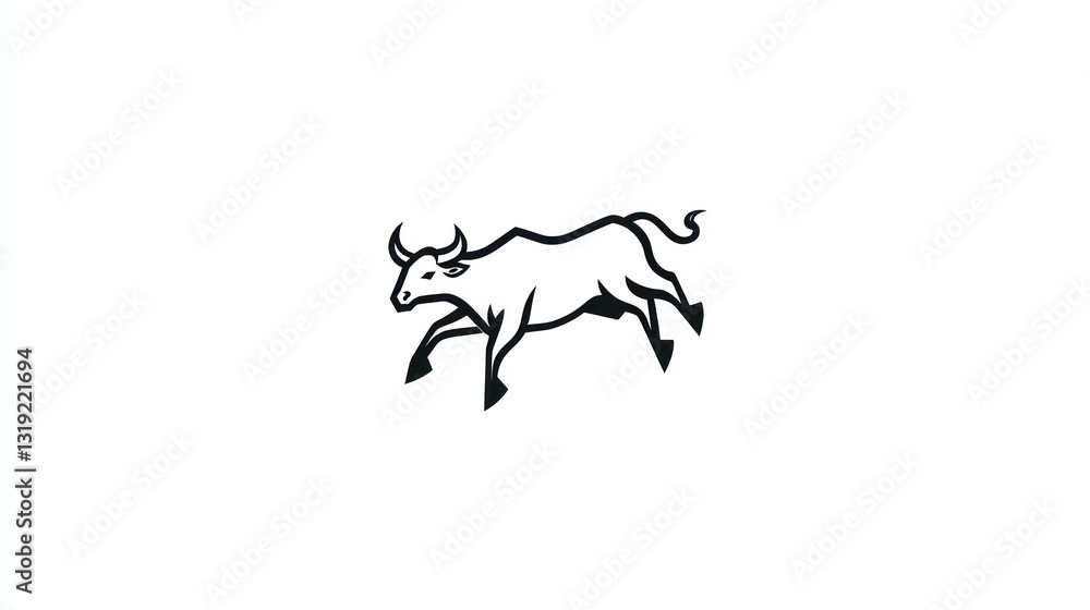 Fototapeta premium Running bull graphic design, logo concept, animal illustration