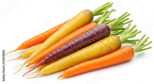 Colorful Carrots Isolated on White Background