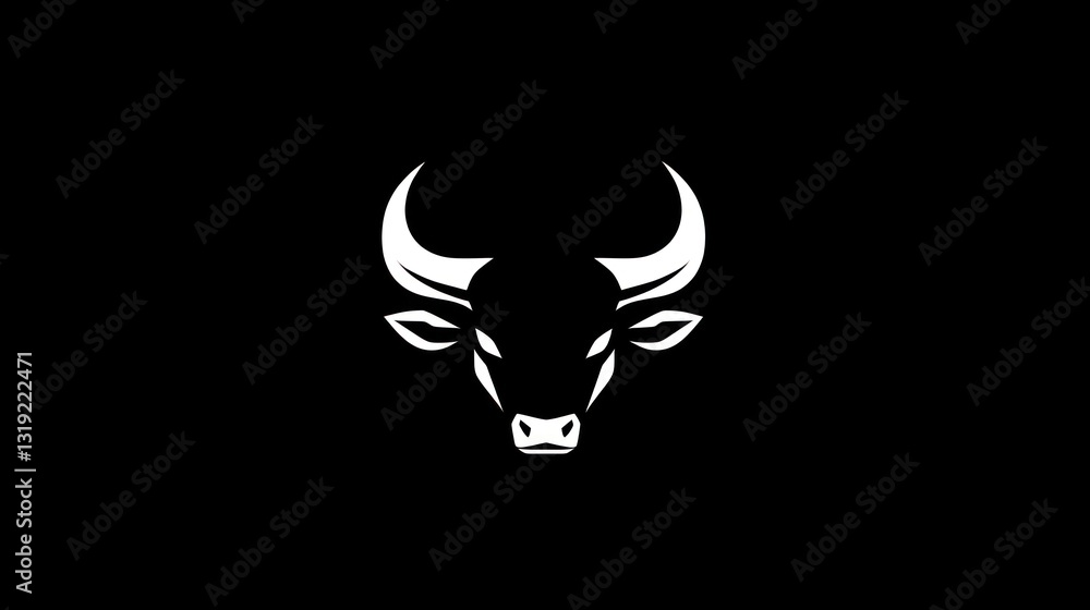 Silhouette of a bull's head, strong and powerful Silhouette of a bull's head, strong and powerful
