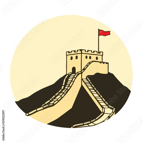 Great Wall of China hand drawn illustration vector
