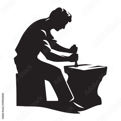 Skilled Sculptor silhouette, shaping wonders from raw materials - Sculptor illustration - Minimalist Sculptor vector - Profession silhouette
