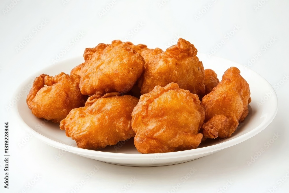Ultra Hd Visual of Pakora on White Plate Serving Isolated on a White Background Ultra Hd Visual of Pakora on White Plate Serving Isolated on a White Background