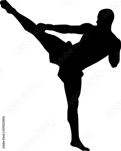 Muay Thai boxing man silhouette vector on white background
