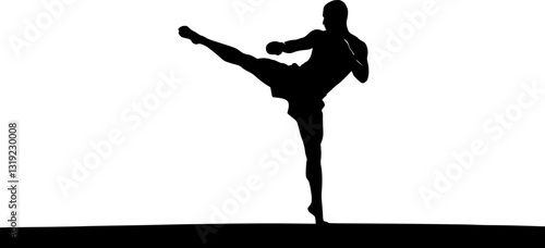 Muay Thai boxing man silhouette vector on white background
