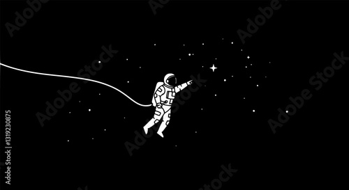 Space pilot silhouette vector, astronaut
