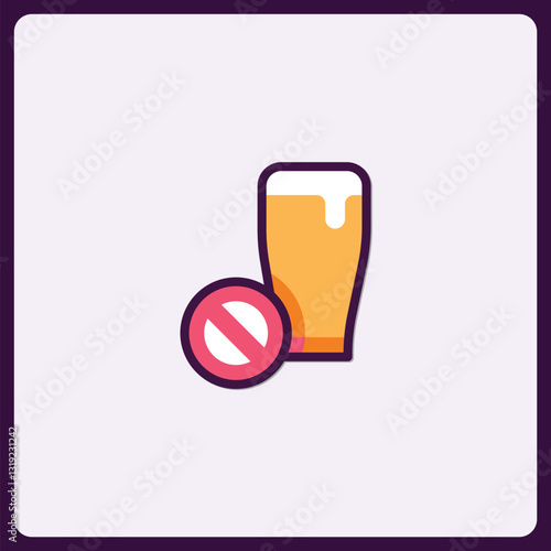 Prohibition sign with refreshing beer glass, promoting responsible decisions