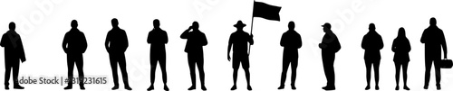 Group of tourist with guide silhouette vector
