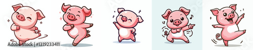 cute pig vector set