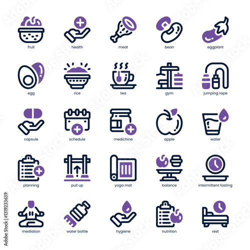 Health Tips Icon pack for your website, mobile, presentation, and logo design. Health Tips Icon dual tone design. Vector graphics illustration and editable stroke.
