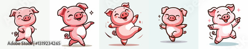 cute pig vector set