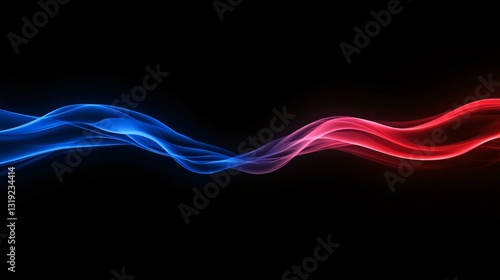 Abstract light waves in blue and red, dynamic flowing lines creating a sense of movement, suitable for modern digital backgrounds.