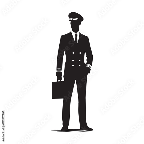Fearless Navigator Ship Captain silhouette, skilled in oceanic travel - Ship Captain illustration - Minimalist Ship Captain vector - Profession silhouette
