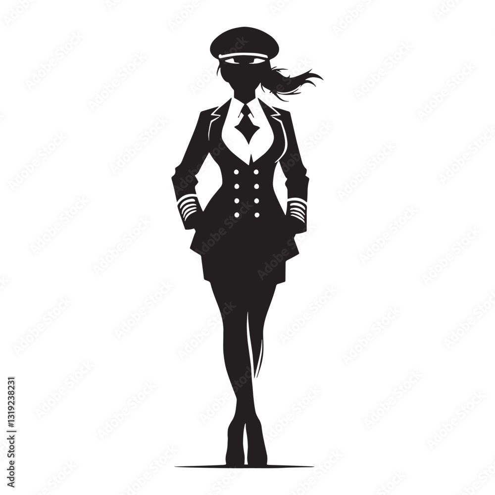 Fototapeta premium Noble Ship Captain silhouette, upholding maritime traditions - Ship Captain illustration - Minimalist Ship Captain vector - Profession silhouette 