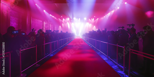 Grand Movie Premiere Red Carpet Event with Flashing Cameras for a Glamorous Night