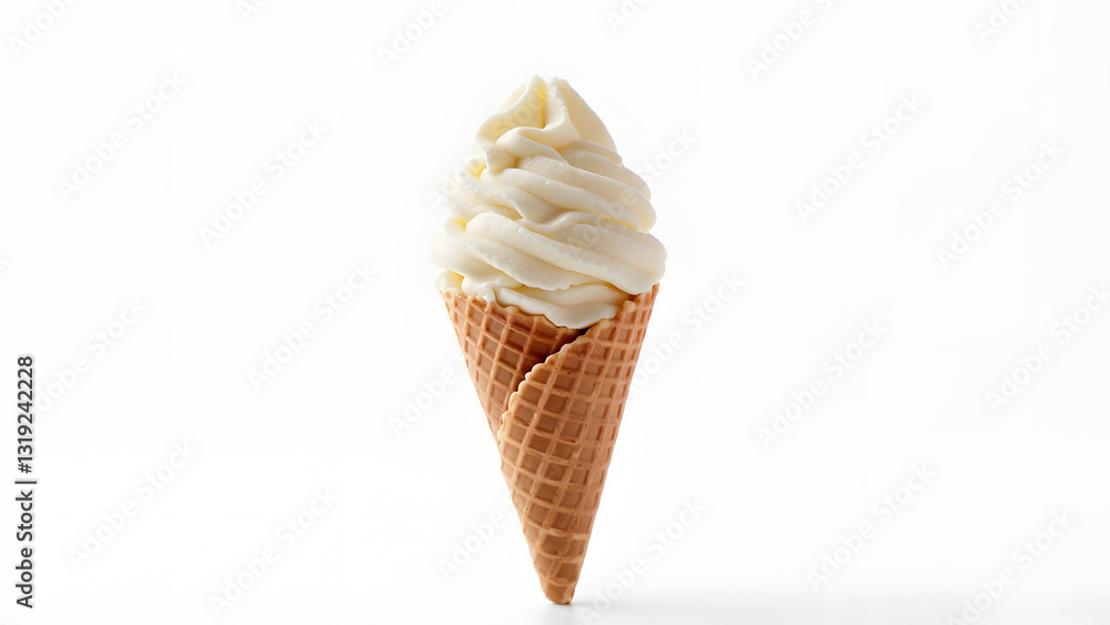 Minimalist Ice Cream Cone Isolated on White Background Minimalist Ice Cream Cone Isolated on White Background