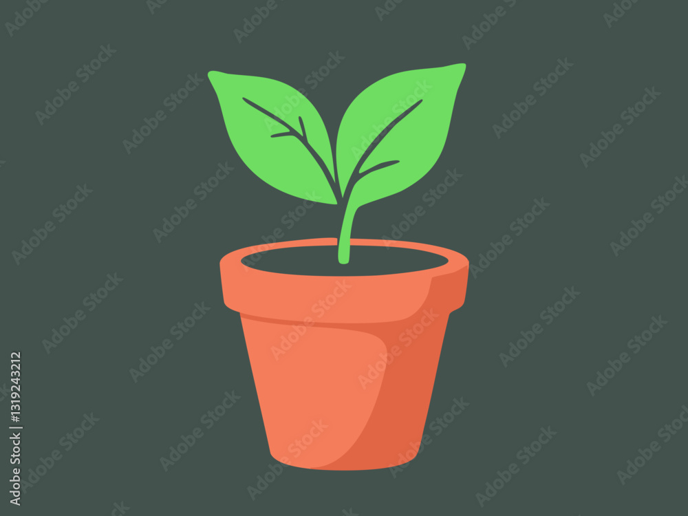 Potted plant with green leaves on simple background Potted plant with green leaves on simple background