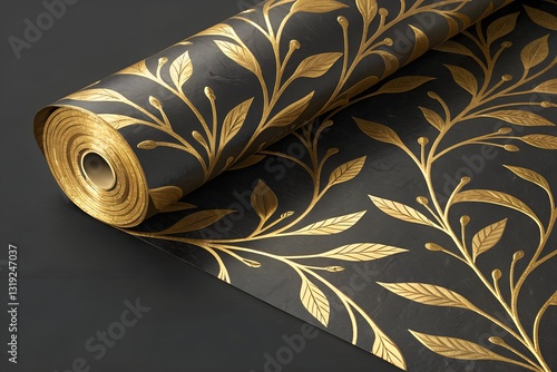 Gold Leaf Pattern on Dark Background