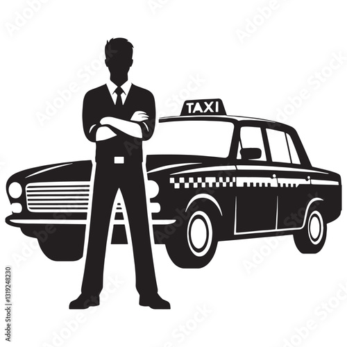 Reliable Taxi Driver silhouette, always ready to take you anywhere - Taxi illustration - Minimalist Taxi vector - Profession silhouette
