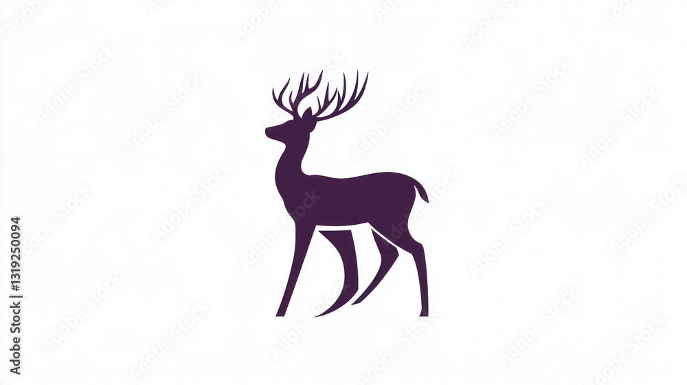 Obraz premium Majestic deer silhouette, forest background, nature graphic, wildlife design