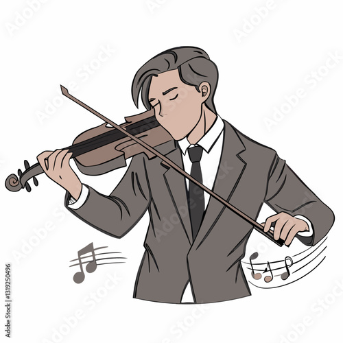 Man playing violin Classic music performer Musician artist amusement public vector  illustration