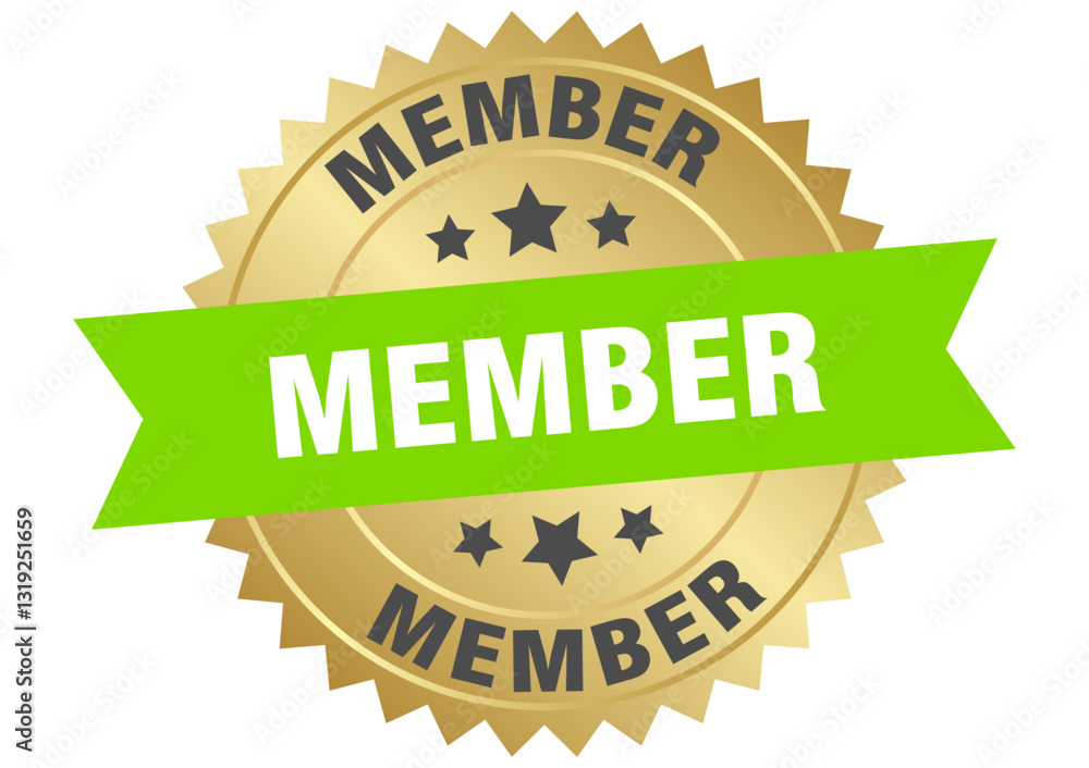 Obraz premium member. member round green and gold label isolated on transparent background