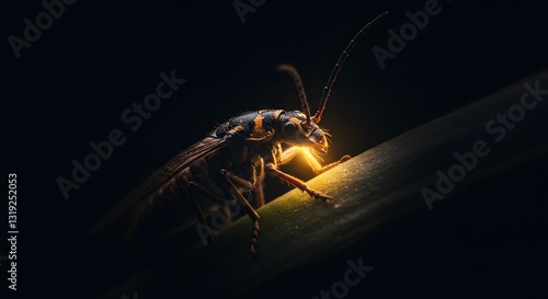 Wallpaper Mural Close-up of a firefly glowing in the dark on a leaf at night, showcasing its bioluminescent qualities and detailed features Generative AI Torontodigital.ca