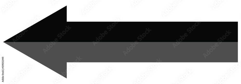Horizontal black arrow icon with a long arrow. Black arrow pointing left. Bold thine long arrow. Vector illustrator. Horizontal black arrow icon with a long arrow. Black arrow pointing left. Bold thine long arrow. Vector illustrator.