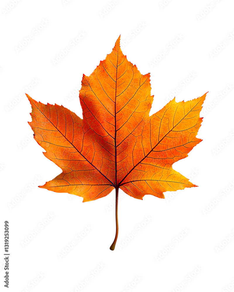 A Vibrant Autumn Maple Leaf, A Symbol Of Change And The Beauty Of Falls Fiery Hues Against A Stark Isolated on Transparent Background
