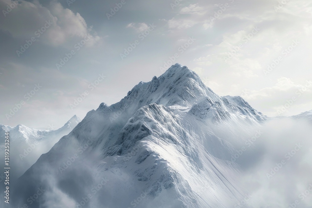 Snowy mountain peaks with blue sky. Neural network ai generated Snowy mountain peaks with blue sky. Neural network ai generated