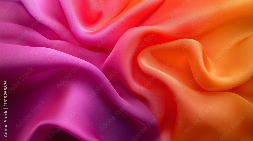Obraz premium Vibrant silk fabric gracefully flowing in the wind under natural light at a serene outdoor setting