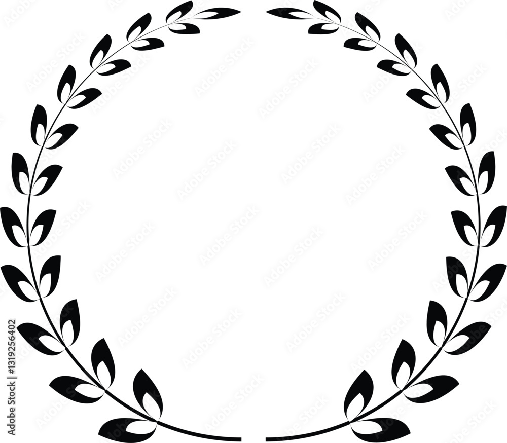 Elegant Laurel Wreath Outline Symbol for Excellence, Honor, and Celebration in Digital and Print Designs with Transparent Background