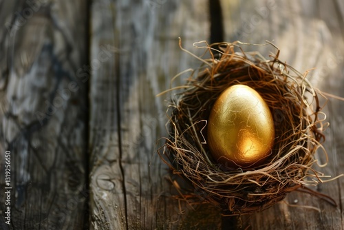Wallpaper Mural Golden egg in nest with soft sunlight. Neural network AI generated Torontodigital.ca