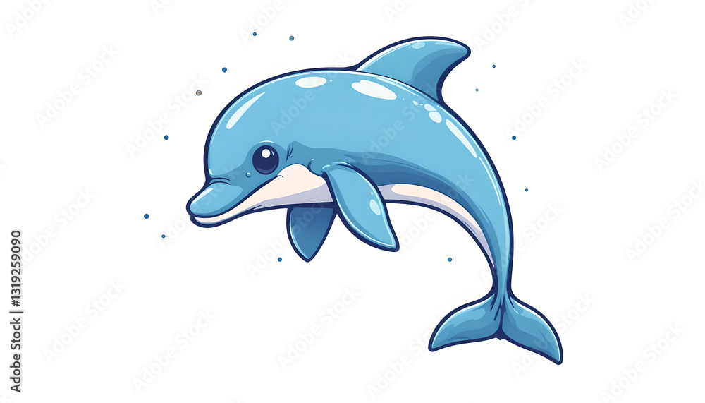 Obraz premium A Playful Cartoon Dolphin in a Simple, Whimsical Style