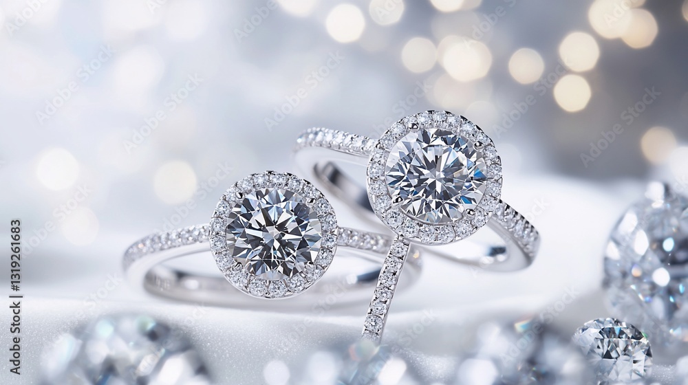 Fototapeta premium Sparkling Diamond Rings: Elegance and Luxury Redefined