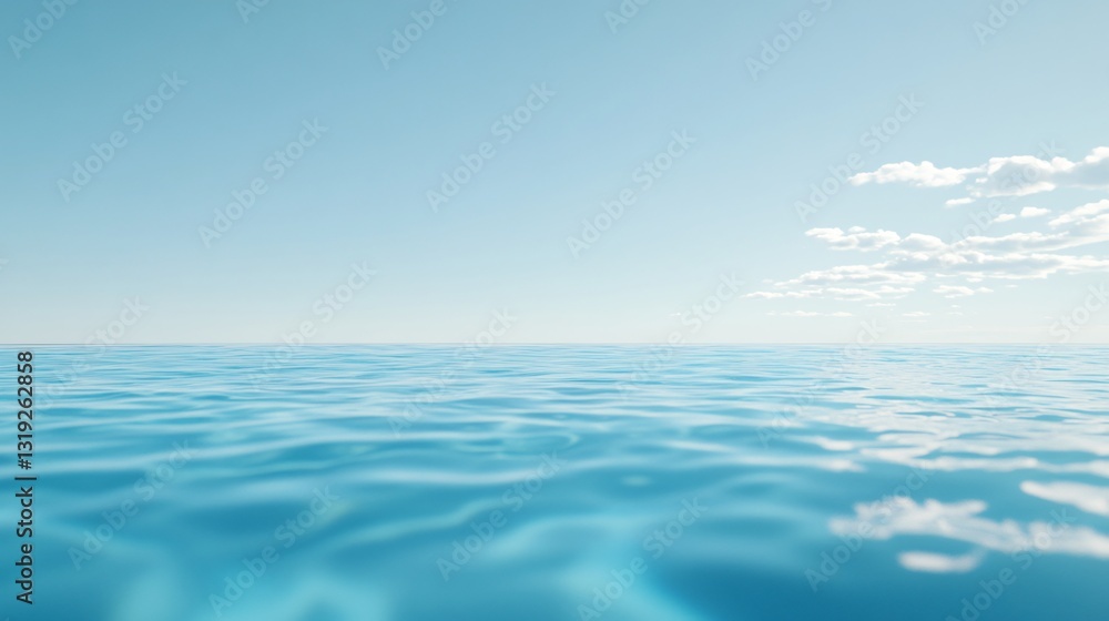 Fototapeta premium Calm ocean seascape, tranquil turquoise waters under a clear sky, perfect for relaxation and inspiration in design projects.
