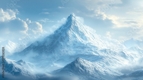Wallpaper Mural Majestic Snowy Mountain Peak in Cloudy Sky Torontodigital.ca