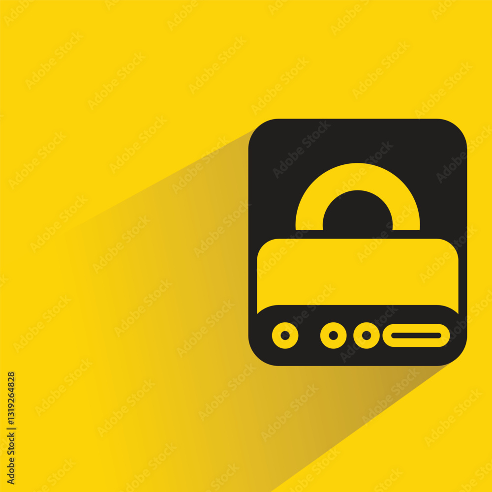 hard disk icon with shadow yellow background