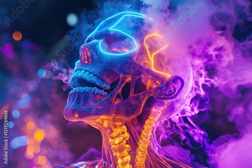 Neon-Lit Skeleton