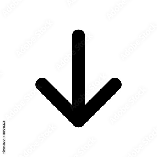 Down arrow vector icon or download, flat design symbol.