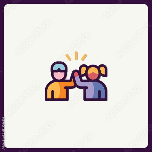 Vibrant team collaboration icon showing success and partnership achievement