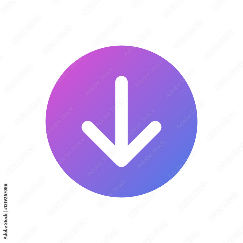 Down arrow vector icon or download, flat design symbol. Down arrow vector icon or download, flat design symbol.