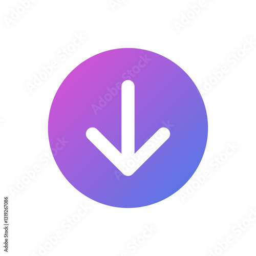 Down arrow vector icon or download, flat design symbol.