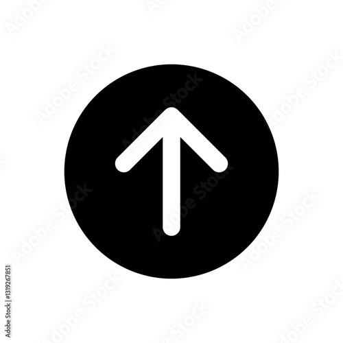 Upward arrow vector icon for website, flat design symbol.