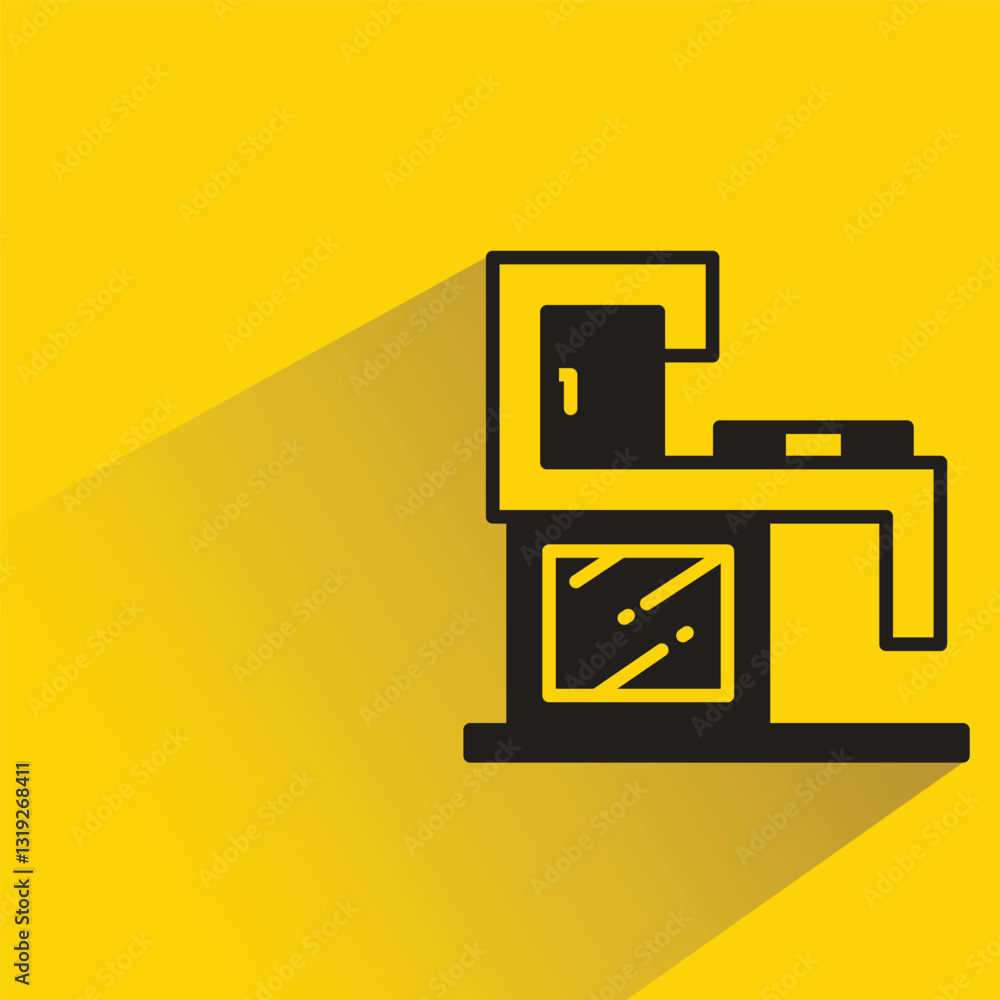 modern building icon with shadow on yellow background modern building icon with shadow on yellow background