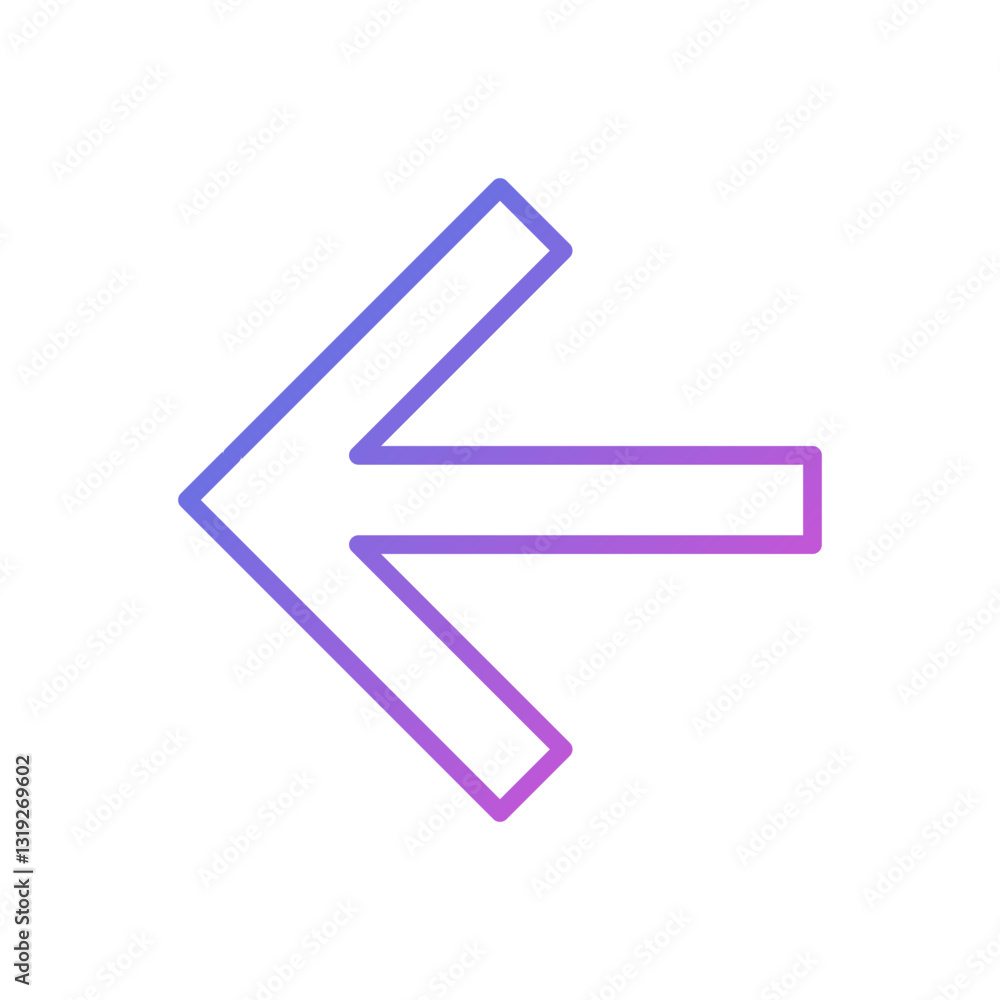 Back arrow vector icon, flat design symbol. Back arrow vector icon, flat design symbol.