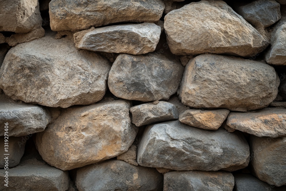 Close-up view of stone wall with weathered texture. Neural network AI generated Close-up view of stone wall with weathered texture. Neural network AI generated